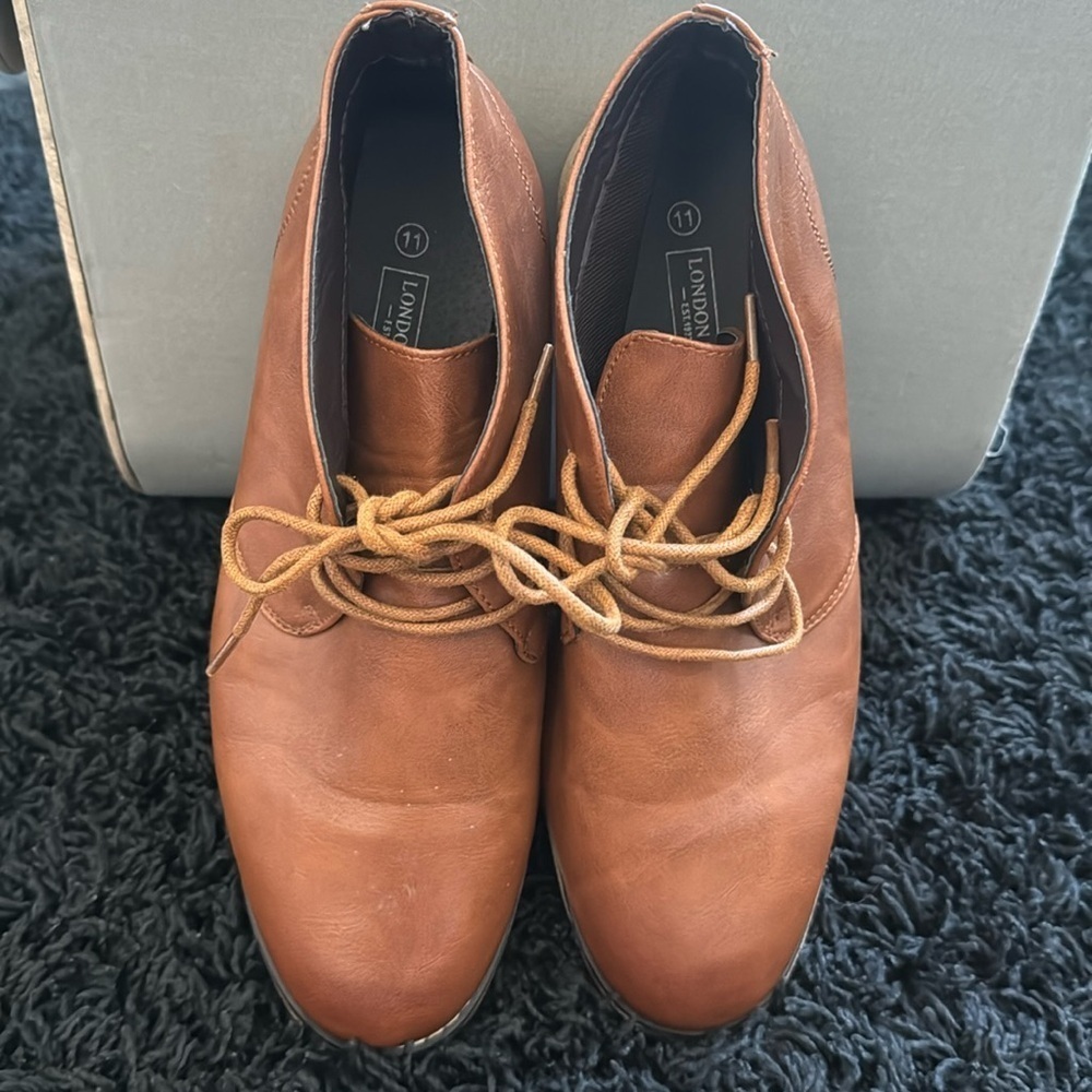 NWOB🍍London Fog Men's Shoes Blackburn Chukka Memory Foam Brown Dress Shoe Boo